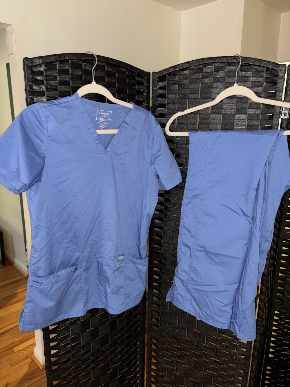 Cherokee Light Blue Scrub Top & Pants Set